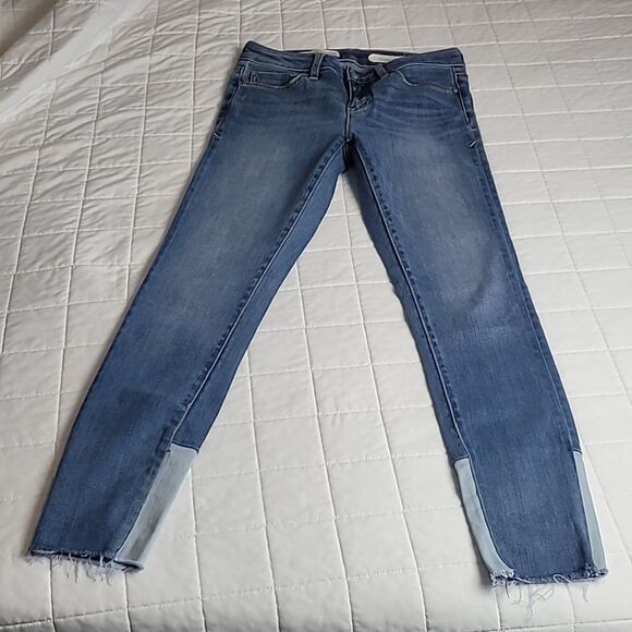 Anthropologie Pilcro Letterpress Script Jeans 25 stretch denim color block - Picture 2 of 10
